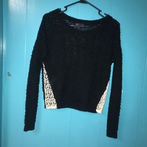 Black sweater with lace sides